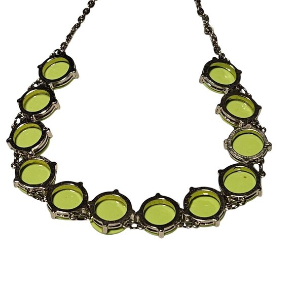 Retro Lime Green Disc Bead Chunky Necklace Statement 70s Fashion Jewelry Women - Picture 2 of 6